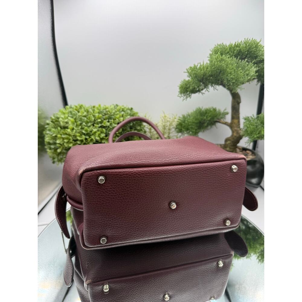 $1400 MSRP MAURO GOVERNA Dolcecalf Top Handle Satchel Bordeaux Detachable Strap - Picture 10 of 14